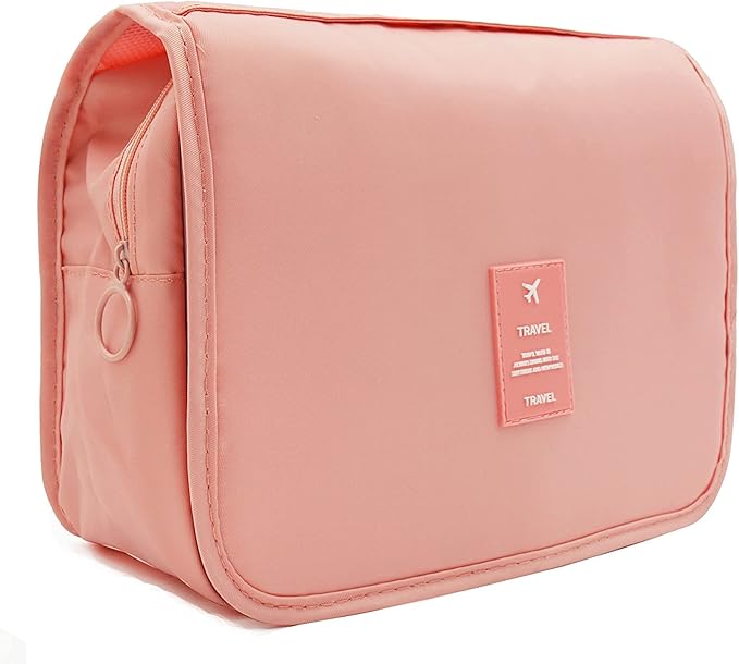 Trawila Travel Hanging Toiletry Bag Cosmetic Bag Makeup Organizers for Men & Women with Sturdy Hook (Pink)