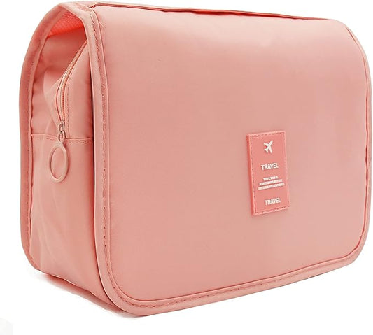 Trawila Travel Hanging Toiletry Bag Cosmetic Bag Makeup Organizers for Men & Women with Sturdy Hook (Pink)