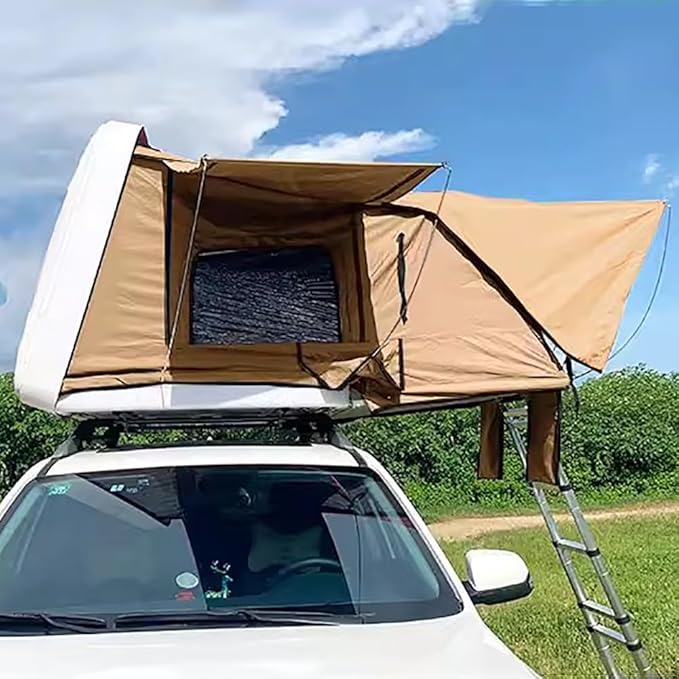 Auto Quick Pop Up Car Tent, SUV Roof Top Tents for Adults, Roomy Truck Van Trailer Tent, Camping Car Tent for 3-4 People, Family Hard Shell Out Door Rooftop Tent, Fast Opening