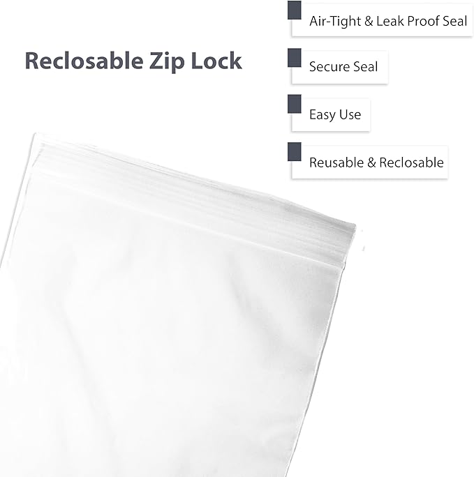 50-Pack 6" x 6" Reclosable Zip Bags – Durable & Convenient Storage Solution