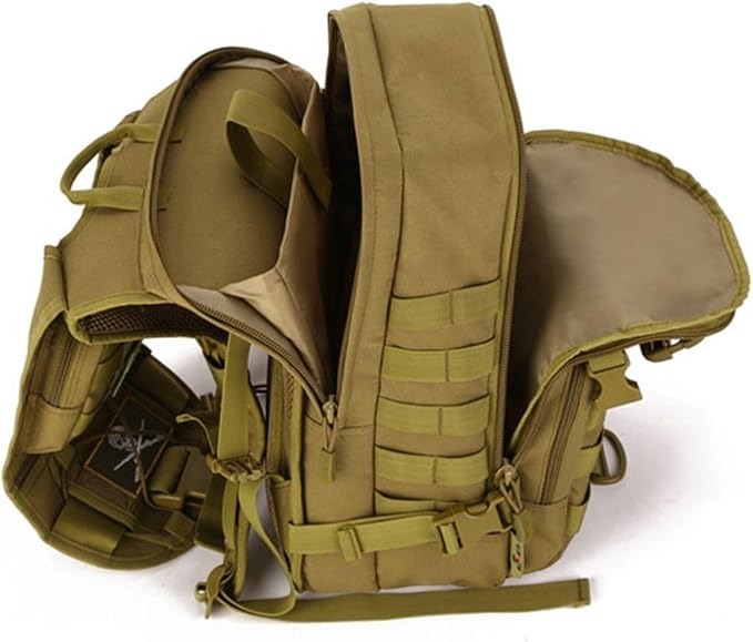 YNFT Tactical MOLLE Backpack for Men Women, 40L Large Military Daypack 3 Day Assault Pack Bug Out Bag for Work Gym Hiking Fishing Camping Hunting (Brown)
