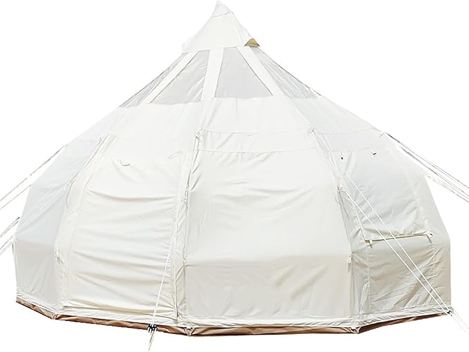 GeRRiT Retro Yurt Tent, 8~10 Person Oxford Cloth Water Proof Tent, Teardrop Shaped Pumpkin Tent with 1 Stove Jacks, Luxury All Season Tent for Camping Trips