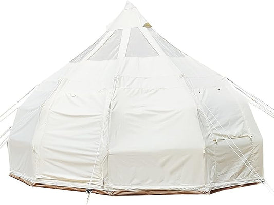 GeRRiT Retro Yurt Tent, 8~10 Person Oxford Cloth Water Proof Tent, Teardrop Shaped Pumpkin Tent with 1 Stove Jacks, Luxury All Season Tent for Camping Trips