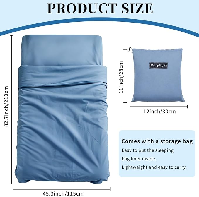 Sleeping Bag Liner Lightweight Compact Sleeping Bag Sack Portable Clean Travel Sheet Camping Sleep Sheet for Backpacking Hotel Hiking