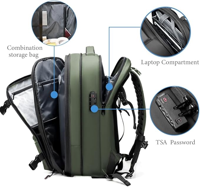 Vacuum Backpack for Travel, 25 Inch Expandable Vacuum Compression Bag with Electric Vacuum Pump, Space Saver Bags (Army Green)