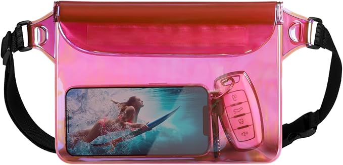 F-color Waterproof Fanny Pack - Cruise Essentials 2026 - Waterproof Pouch with Adjustable Waist Strap, Triple Zipper Roll-Top Dry Bag for Phone, Keep Passport Valuables Dry for Beach Kayaking Boating