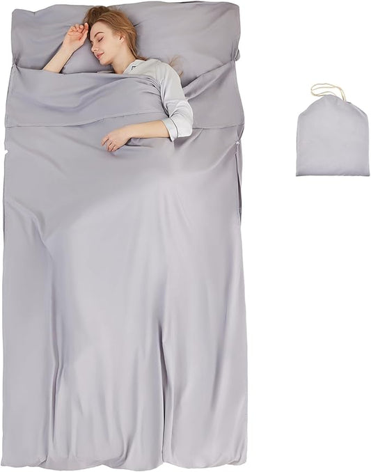 Sleeping Bag Liner Camping Adult Sleep Sack Lightweight Travel Sheet for Hotel Bed Compact Ultralight Essential Cleaning Supplies Kit Travel Bedding Set for Backpacking