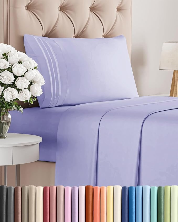 Twin XL Size 3 Piece Sheet Set - Comfy Breathable & Cooling Bed Sheets Set - Hotel Luxury Bedding for Women, Men, Kids, Teens, Boys & Girls - Deep Pockets, Soft and Wrinkle Free - Oeko-Tex - Lavender