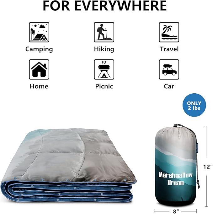 Camping Blanket, Packable Puffy Blankets Lightweight Windproof Waterproof for Outdoors,Hiking, Backpacking,Beach,Car,Picnic,Stadium