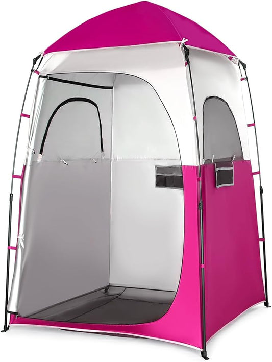 VINGLI 6.8FT Shower Tent, Large Instant Pop Up Shelter with Mesh Floor & Carrying Bag, Privacy Changing Room Tent for Toilet, Camping, Dressing, Lightweight & Sturdy, Easy Set Up