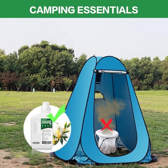 Wenge Urine Super Absorbent, Solidifier - 180 Use Poo Gel for Camping, Eco Absorbent Liquid Waste Gelling and Deodorizing Powder for Outdoor Camping Hiking (Green Jasmine Scent)