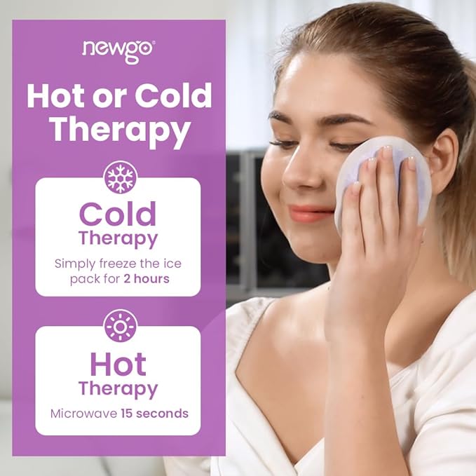NEWGO Small Ice Packs for Injuries, 6 Pack Round Ice Packs for Face, Hot and Cold Gel Ice Pack Circular Cold Compress with Cloth Backing & Sleeve for Pain Relief, Toothaches - Purple