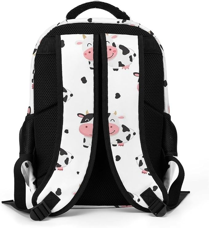Sturdy Laptop Backpack Cute Funny Milk Cow Print, Anti Theft Water Resistant Travel Business Bag with Water Bottle Pockets Gifts for Men Women