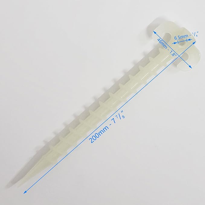 50 Packs 7-7/8" Fluorescence Glow-in-Dark Plastic Tent Stakes Awning Pegs Camping Caravan Full Set