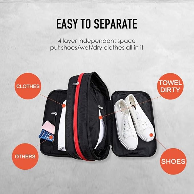 Bee Nesting Compression Packing Cube 2-Layer Travel Luggage Organizer with Wet Dry Separation Expandable Space Saver Bag for Suitcase and Backpack