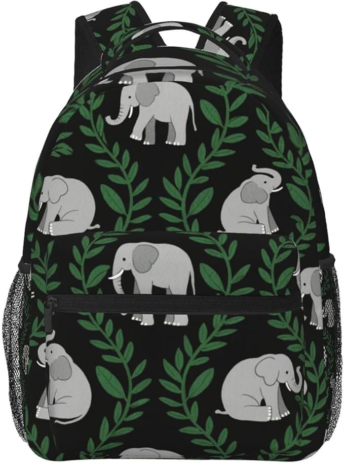 Lightweight Daypack Bookbag for Trekking Business Walking Cycling, Big Capacity Anti-Theft Multipurpose Carry On Bag, Laughing Elephants Print Business Computer Bag