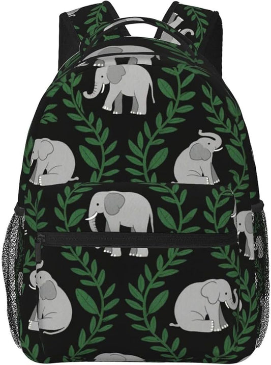 Lightweight Daypack Bookbag for Trekking Business Walking Cycling, Big Capacity Anti-Theft Multipurpose Carry On Bag, Laughing Elephants Print Business Computer Bag