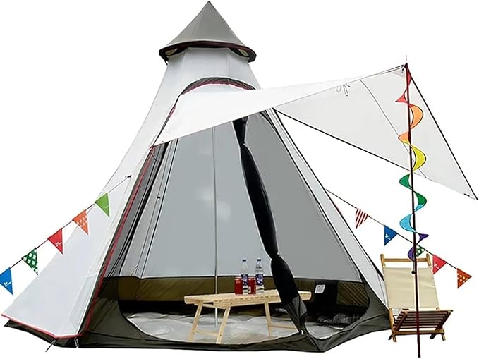 Canvas Indian Tent Yurt Tents 3-8 Persons Bell Tents Outdoors Large Glamping Bell Tents for Family Camping Hunting Christmas Party Shelter