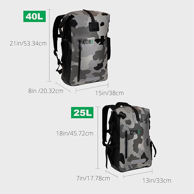 COR Surf Waterproof Dry Bag Backpack - Roll Top Drybag with Padded Laptop Sleeve, Has Welded Seams and Ergonomic Shoulder Pad, Ideal for Boating, Hiking, Kayaking, and More, Available in 25L and 40L