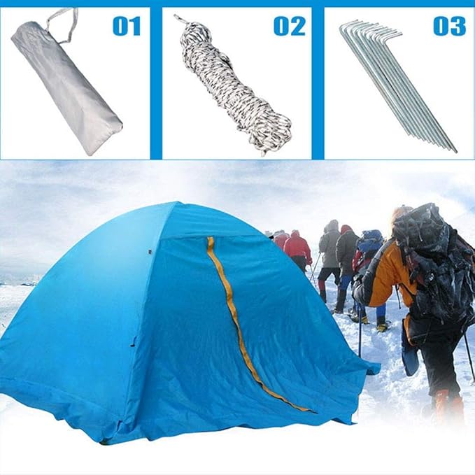 Easy to Assemble Tent Season 4 Dome Tent Stand-Alone Wind and Waterproof Hiking Camping Backpack Mountaineering Tent Portable Design for Outdoor Hiking (Color : Blue Size : 200X150X105CM)