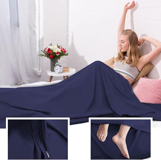 Sleeping Bag Liner,Travel Sheet & Adult Sleep Sack, Camping Sheets Travel Sleep Sack for Backpacking,Hotels & Hostels -Lightweight Single &Double Travel Sheet Camping Sheets