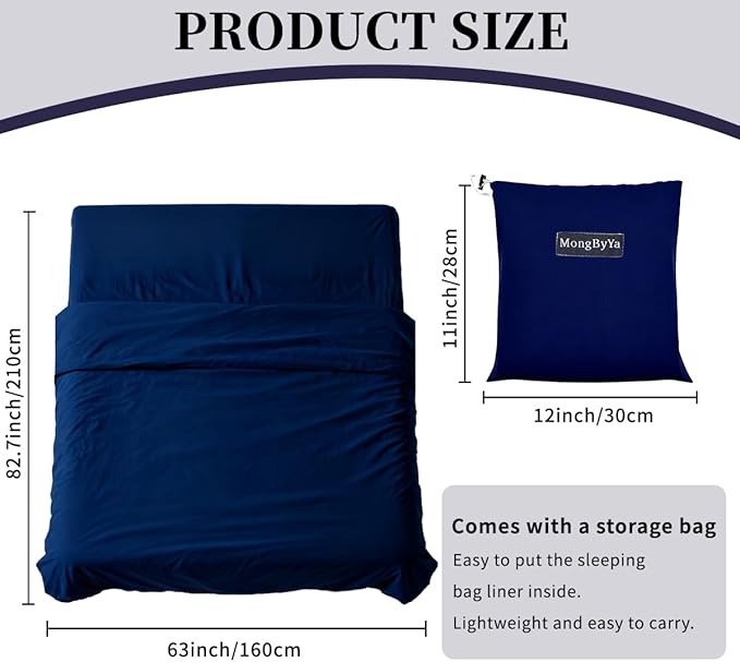 Sleeping Bag Liner Lightweight Compact Sleeping Bag Sack Portable Clean Travel Sheet Camping Sleep Sheet for Backpacking Hotel Hiking