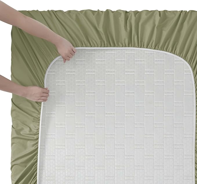 Clara Clark RV Queen Sheets, 6 Piece RV Sheets Set - Hotel Luxury Sheets for RV Bunks, Super Soft Bedding Set, Short Queen,Sage Green