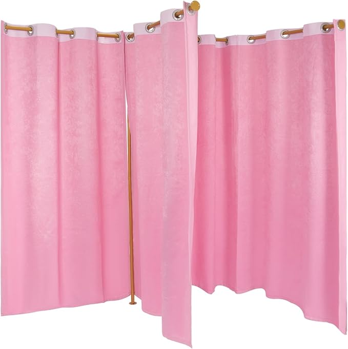 Clothing Store Fitting Room, Clothing Store Dressing Room, F-Shaped Room Privacy Protection Changing Room Divider, Dressing Room Fitting Room for Boutique, Curtain Room Divider (F-Shaped-Pink)