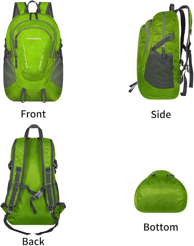 30L Large capacity Lightweight Packable Foldable Backpack，women and men Hiking backpack，Outdoors Travel Backpack (Fluorescent Green)