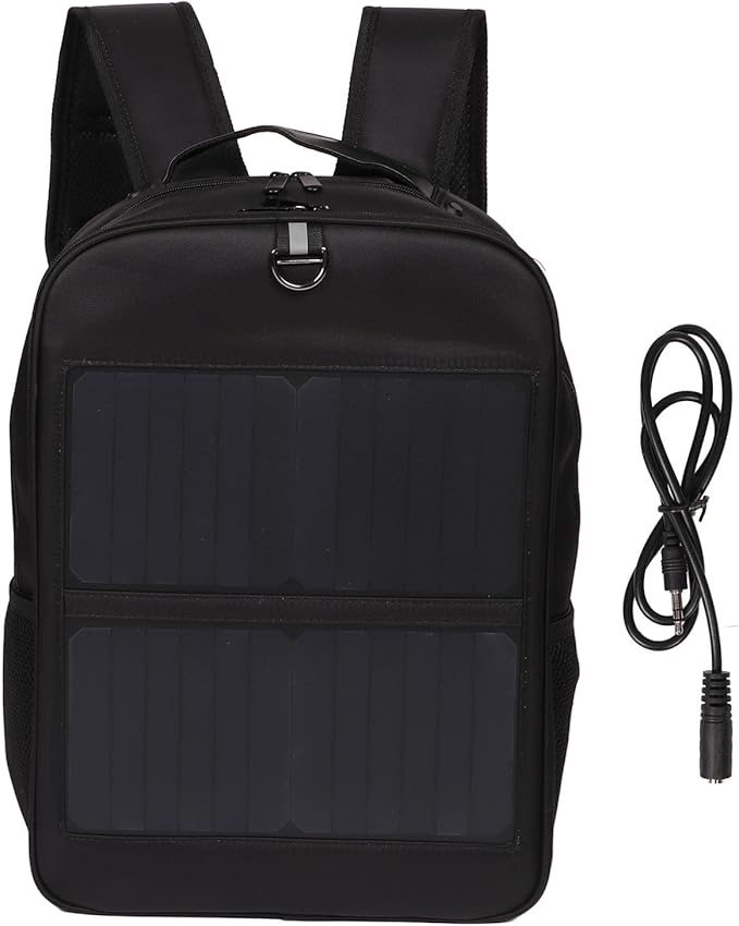 14W Solar Panel Power Backpack, Large Capacity Laptop Bag with Handle USB Charging Port Nylon Outdoor Backpack for Hiking Biking Running Outdoors Sport, Storage Bag