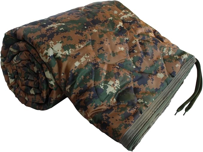 GRVCN Military Blanket - Camping Sleeping Bag with Zipper, Poncho Liner Thermal Insulated Blanket, Lightweight Portable Outdoor Hiking Survival Compression Carry Bag