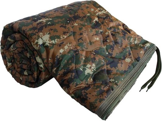 GRVCN Military Blanket - Camping Sleeping Bag with Zipper, Poncho Liner Thermal Insulated Blanket, Lightweight Portable Outdoor Hiking Survival Compression Carry Bag