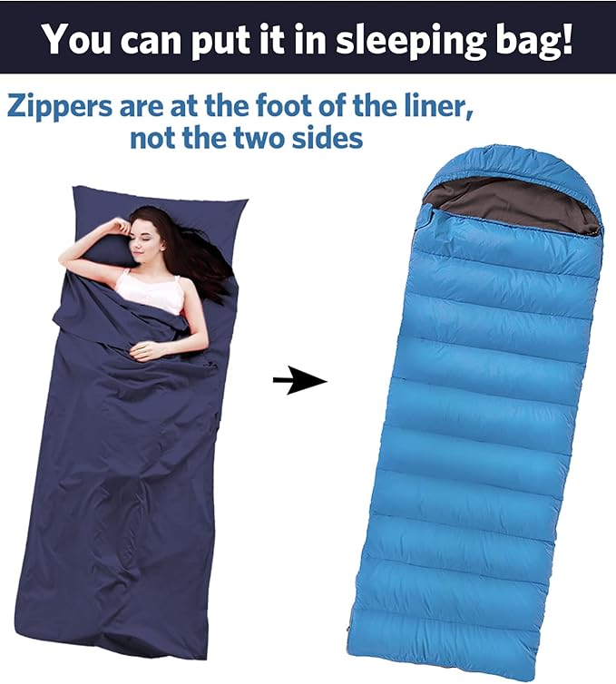 Sleeping Bag Liner Ultralight Travel Sheet Dirt-Proof Camping Sheets Compact Hotel Sleeping-Sack for Outdoor Backpacking Hiking