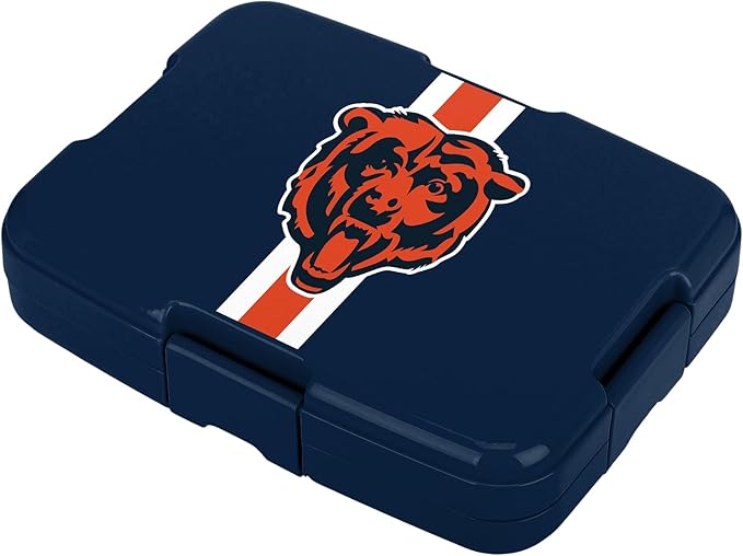 FOCO NFL Unisex-Adult Officially Licensed Team Color Stripe Primary Logo Football Leak Proof 5 Compartment Bento Lunch Box - Chicago Bears