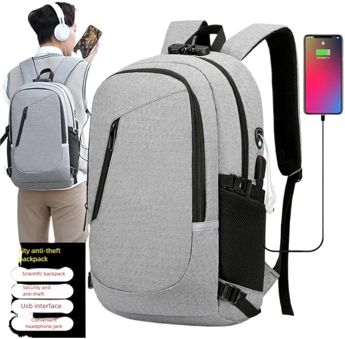 New casual backpacks with large-capacity travel anti-theft locks for both men and women (blue)