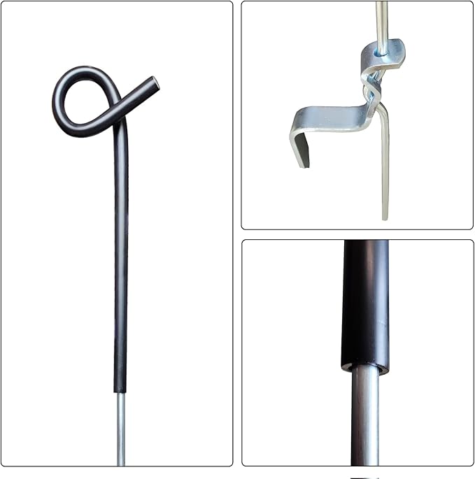 ARIFARO Step in Fence Post 41 Inch Pig Tail Step-in Fence Post,Electric Fencing Post,Metal Fence Post for Control of Most Animals Pack of 30,Black