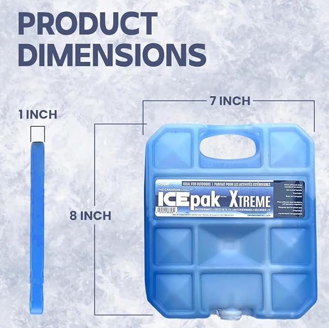Cryopak ICEpak Extreme Medium Hard Shell Reusable Ice Packs for Coolers and Lunch Box Use, Freezer Safe Gel Design, Medical Grade Cooling, Non-Toxic and BPA Free, Essential Travel Accessories