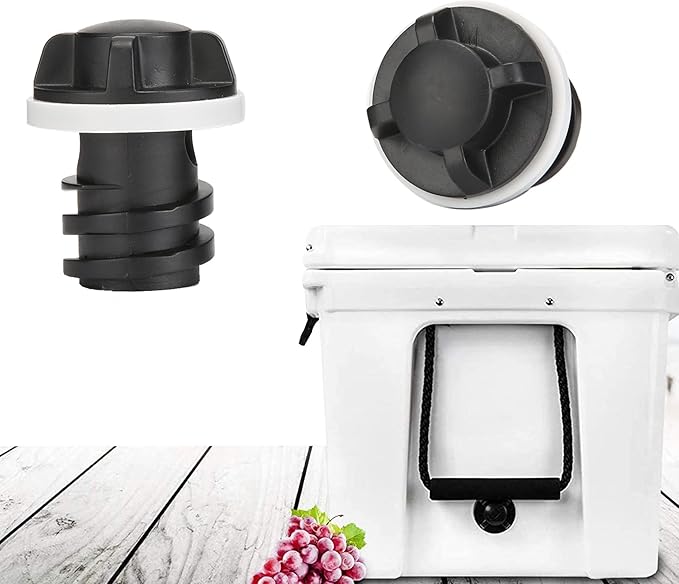 2 Pack Drain Plugs for RTIC Coolers, Large & Small Cooler Drain Plugs Compatible with RTIC 20QT, 45QT, 65QT Coolers with New Two Drains