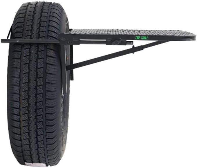 Tire Table Small Aluminum Camping Table for Camp, Travel, Tailgating, Biking, Hunting and Outdoor Work | Easily Holds 50 Pounds | No Tools or Hitch Required for Installation | 23.5" x 19" x 1.5"