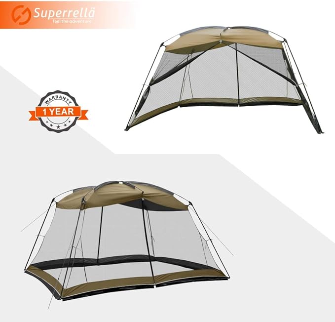 Screen House 13x9 Ft Canopy Tent Sun Shade Shelter Perfect for Outdoor Activities, Khaki