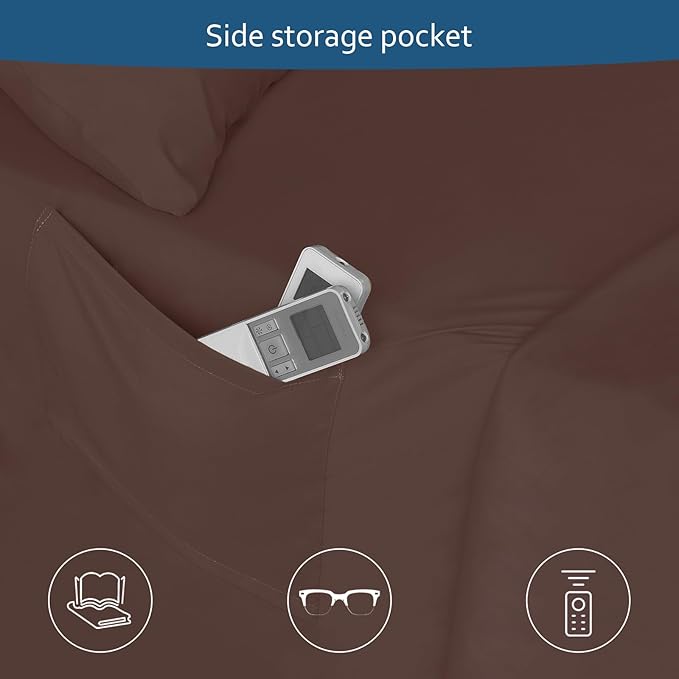 Deep Pocket Full Sheet Set - Full Size Sheet Sets for Air Mattress - Breathable & Extra Soft Easy Fit 16in to 24in Mattress - 4 Piece Set - Brown Bed Sheets Set