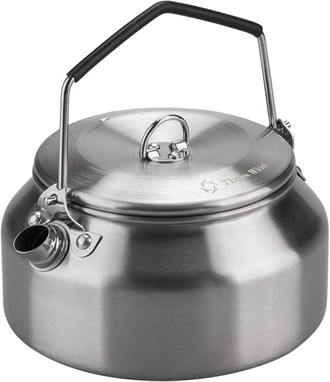 Thous Winds Camping Kettle 1Liter, Camp Tea Coffee Pot Stainless Steel Outdoor Hiking Kettle Pot Lightweight Durable Camping Tea Kettle