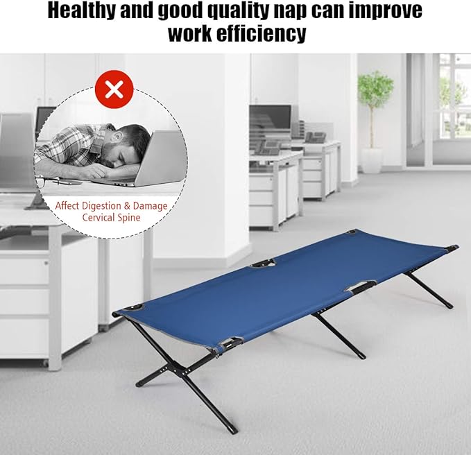 GYMAX Folding Camping Cot, Heavy Duty Portable Military Cot with Oxford Fabric, Foldable Camping Bed for Outdoor Camping Hunting Indoor Office Nap