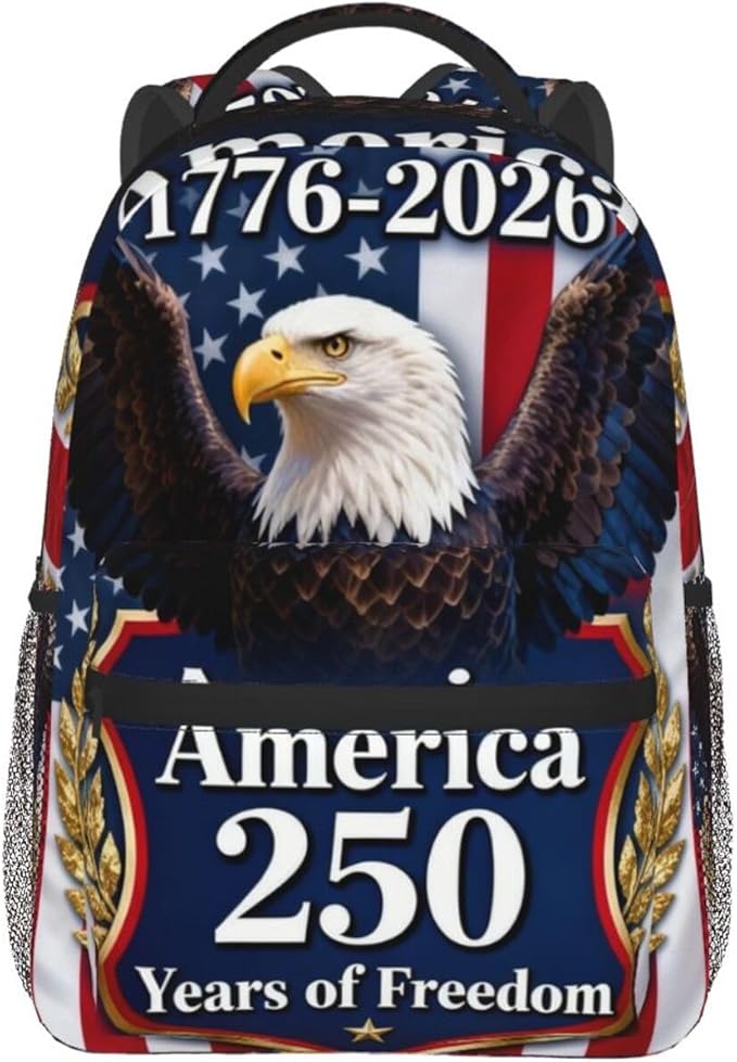 Adults Lightweight 250 Year American Anniversary USA Patriotic 4th of July Art Shoulder Book Bags Big Capacity Shoulder Bag With Adjustable Shoulder Straps for Trekking Work Walking Cycling