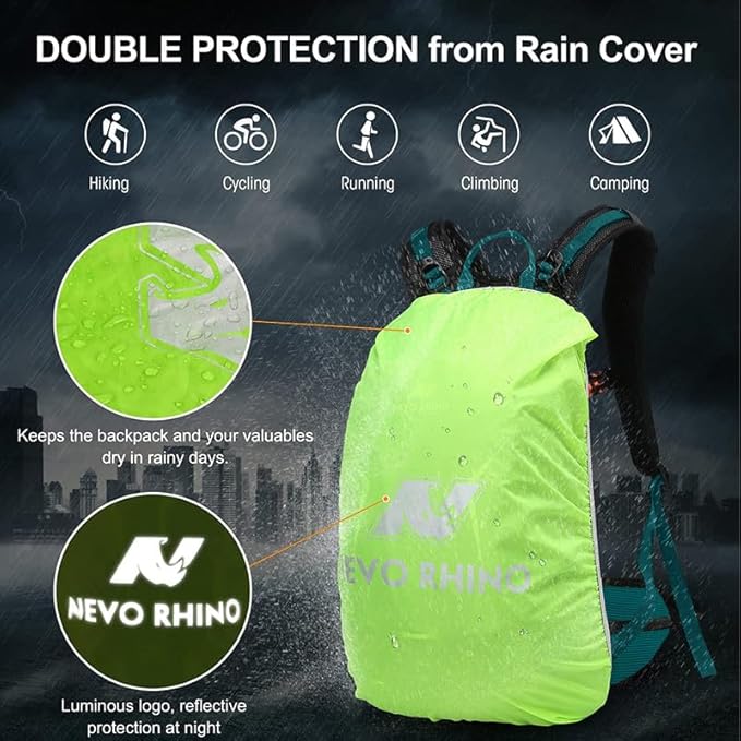 N NEVO RHINO Hydration Backpack with Water Bladder 3L, Hiking Backpack with Rain Cover, Insulation Water Daypack for Cycling Biking
