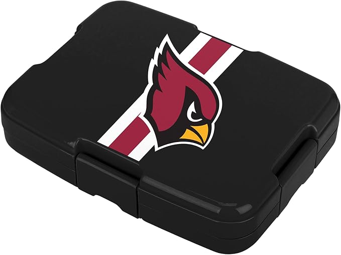 FOCO NFL Unisex-Adult Officially Licensed Team Color Stripe Primary Logo Football Leak Proof 5 Compartment Bento Lunch Box - Arizona Cardinals