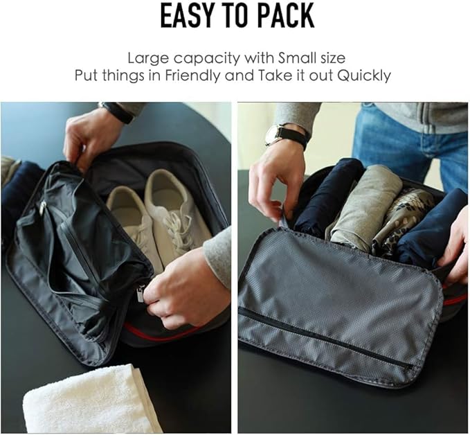 Bee Nesting Compression Packing Cube 2-Layer Travel Luggage Organizer with Wet Dry Separation Expandable Space Saver Bag for Suitcase and Backpack