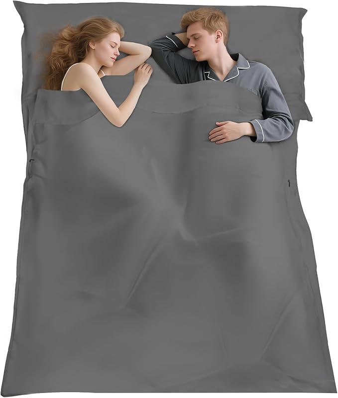 Sleeping Bag Liner,Long Staple Cotton, Adult Sleep Sack & Travel Sheets,Travel Sleep Sack for Backpacking, Hotels & Hostels Lightweight Travel Sheet Camping Sheets,Has Full Length Zipper