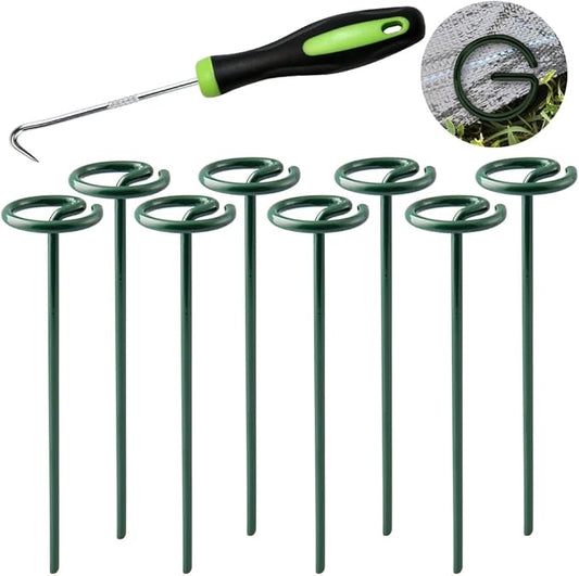 Bakulyor 50Pcs Circle Top Landscape Staples, 6 Inch Green Artificial Turf Stakes, 9 Gauge Landscape Fabric Pins, Heavy Duty Yard Lawn Spikes for Outdoor Soil Gardening Weed Barrier Sod Fabric - 6"