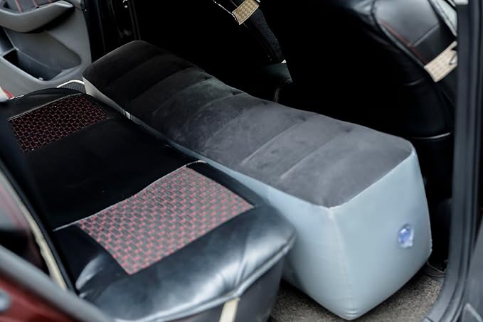 Inflatable Car Air Mattress Back Seat Bed with Air Pump,Thickened Portable Car Travel Sleeping Camping Air Mattress Blow Up Bed for Car Universal SUV